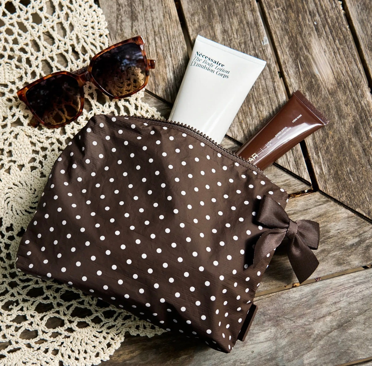 Case Mate Brown Polkadot Makeup Bag
