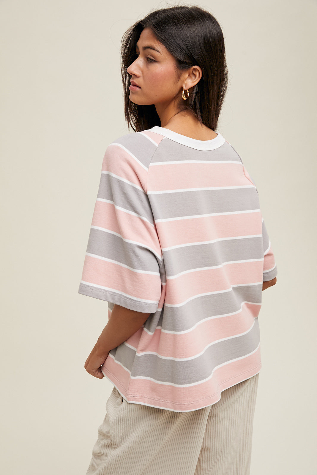 Blush/Grey Stripe Top
