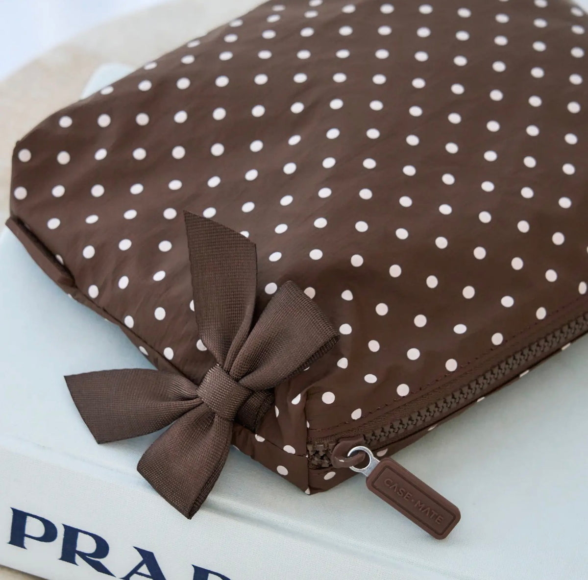 Case Mate Brown Polkadot Makeup Bag