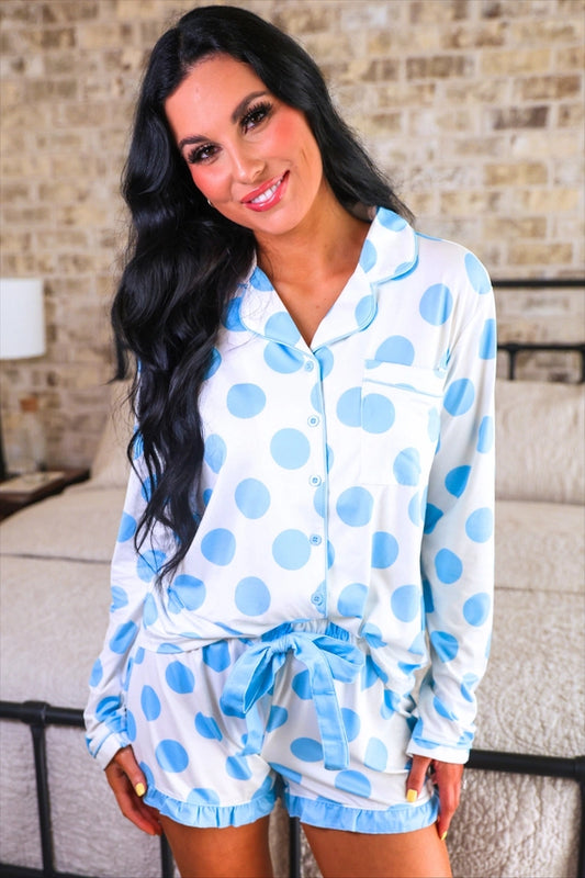 Blue Dotty Pj Set