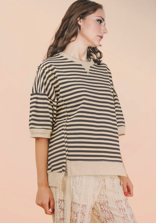 Stripe Black/Cream Top