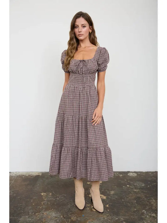Brown Plaid Dress