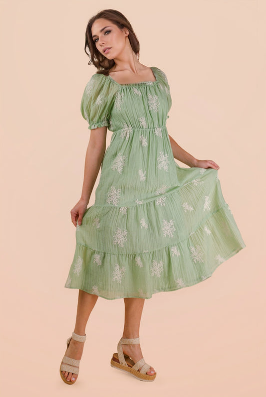 Sage Floral Dress