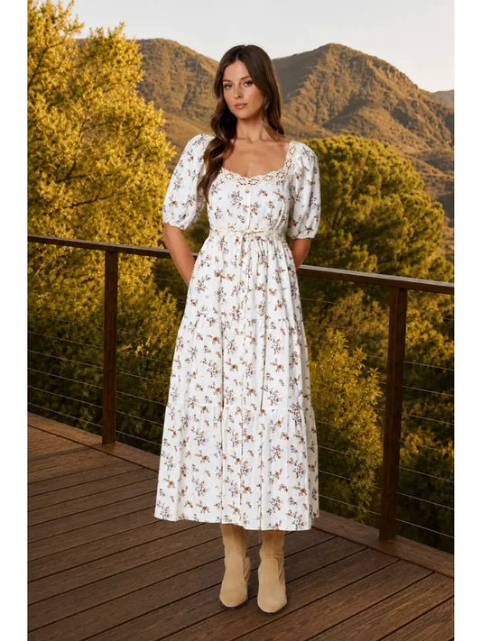 Floral White Lace Dress